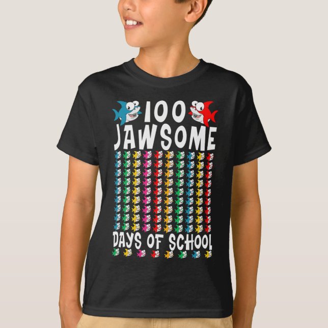 100 Jawsome Days of School Shark 100th Day of Scho T-Shirt (Front)