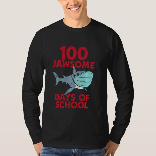 100 Jawsome Days School Shark Mask 100th Day Quara T-Shirt (Front)