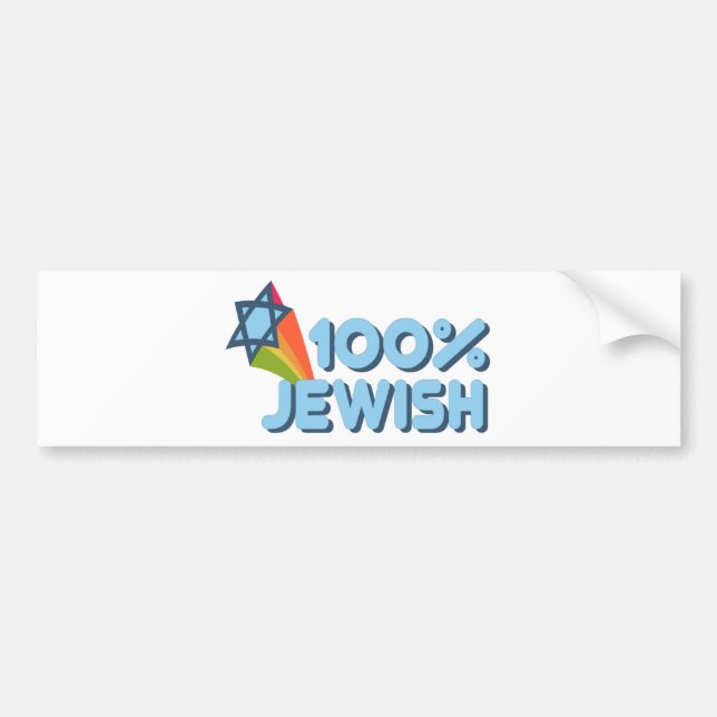 100% JEWISH + Magen David Bumper Sticker (Front)