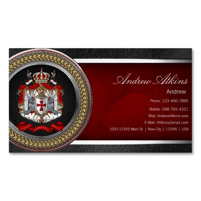[100] Knights Templar Coat of Arms Business Card Magnet (Front)