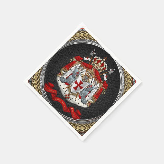[100] Knights Templar Coat of Arms Napkins (Corner)
