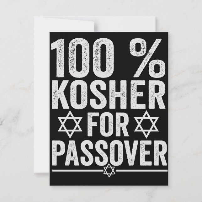 100% Kosher for Passover Funny Passover Pesach Note Card (Front)