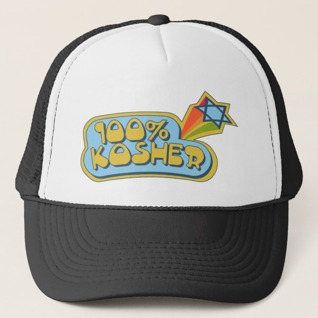 100% Kosher - Jewish Hebrew humor Trucker Hat (Front)