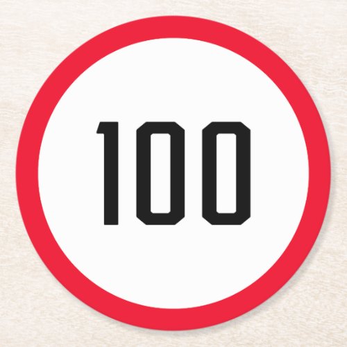 100 kph Speed Limit Sign  Custom Round Coasters
