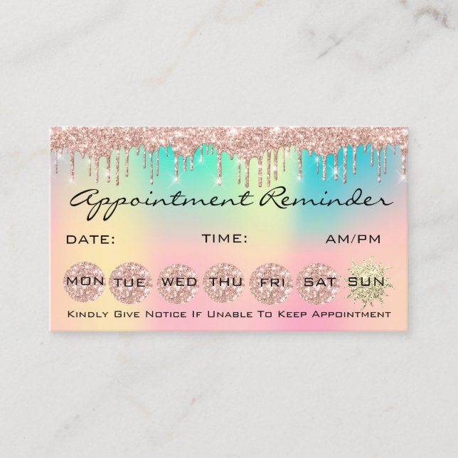 100 Lashes Appointment Reminder Holograph Drips Business Card (Front)