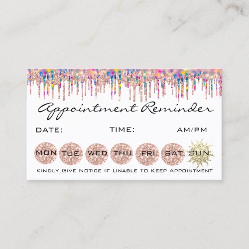 100 Lashes Appointment Reminder Holograph White Business Card