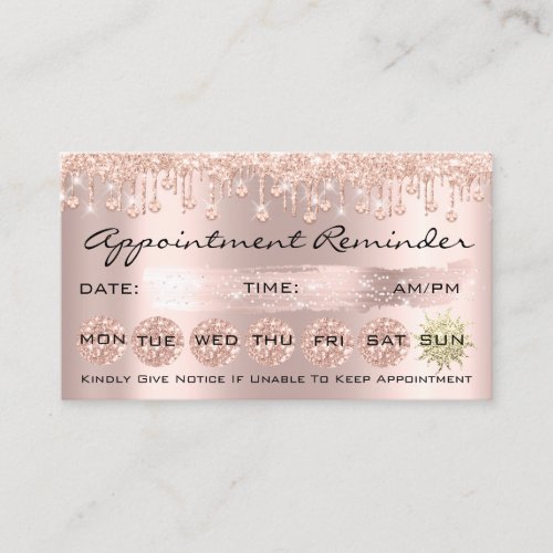 100 Lashes Appointment Reminder Rose Crystal Drips Business Card