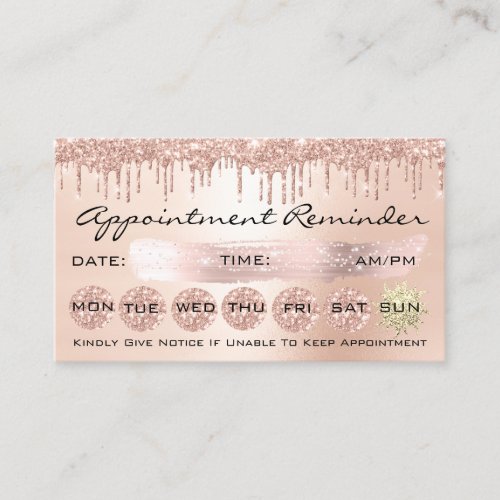100 Lashes Appointment Reminder Rose Drips Blush Business Card