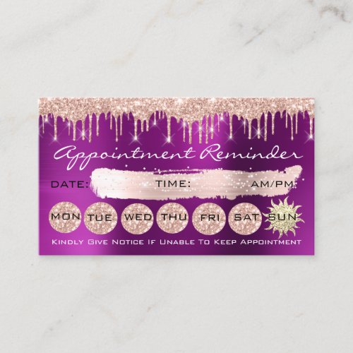 100 Lashes Appointment Reminder Rose Drips Pink Business Card