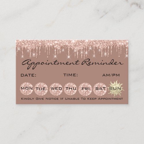 100 Lashes Appointment Reminder Rose Gold Drips Business Card