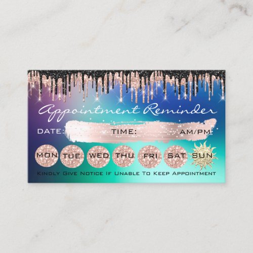 100 Lashes Appointment Reminder Rose Holographic Business Card