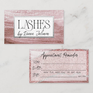 100 Lashes Appointment Reminder Rose Marble Business Card