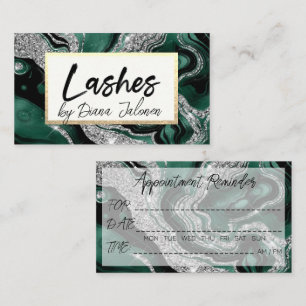 100 Lashes Appointment Reminder Rose Marble Business Card