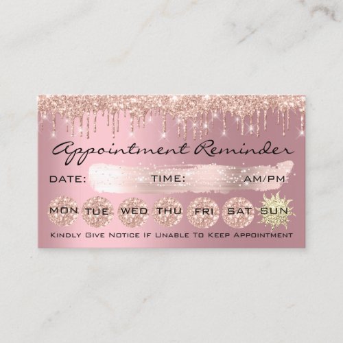 100 Lashes Appointment Reminder Rose Pink Drip Business Card