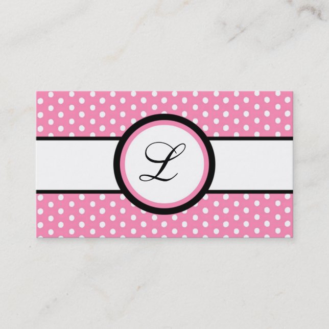 100 Light Pink Whit Polkadot Pokadot Business Card (Front)