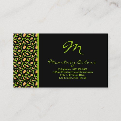 100 Lime Green Cheetah Print Business Card