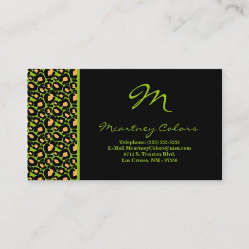 Customizable 100 Lime Green Cheetah Print Business Card