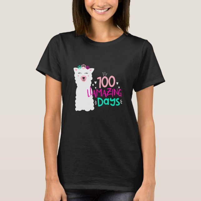 100 Llamazing Days 100 Days Of School Llama Vibes  T-Shirt (Front)