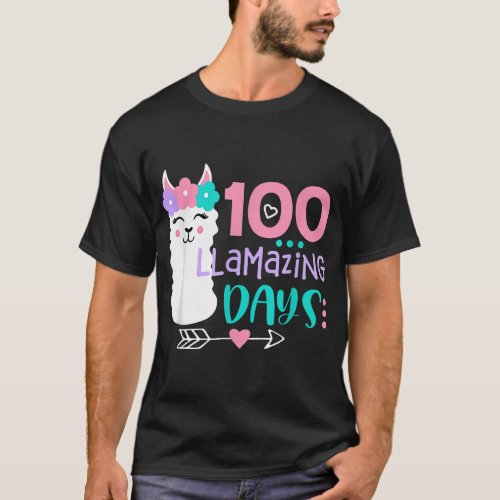 100 Llamazing Days Llama 100th Day Of School Teach T_Shirt