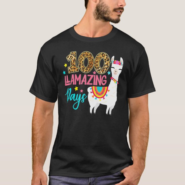 100 Llamazing Days Llama 100th Day Of School Teach T-Shirt (Front)