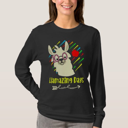 100 Llamazing Days Llama 100th Day of School Teach T_Shirt