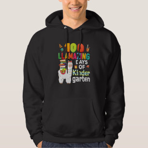 100 Llamazing Days Of Kindergarten 100th Day Llama Hoodie