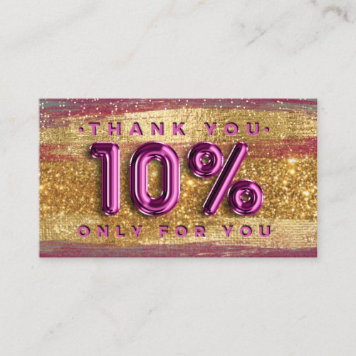 100 Logo QRCODE 10OFF Code Gold Glitter Pink Business Card