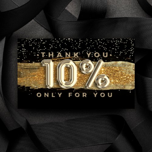 100  Logo QRCODE 10OFF Thank You Black Gold Business Card