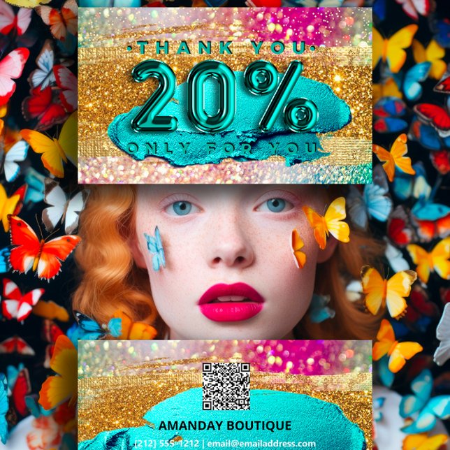 100 Logo QRCODE 20%OFF Code Gold Glitter Holograph Business Card (100 Logo QRCODE 20%OFF Code Gold Glitter Holograph Business Card )