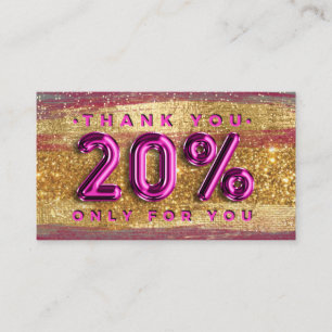 100 Logo QRCODE 20%OFF Code Gold Glitter Pink Business Card