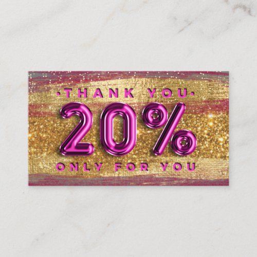 100 Logo QRCODE 20OFF Code Gold Glitter Pink Business Card