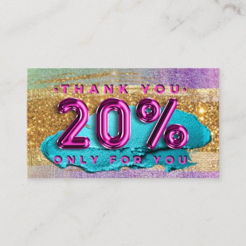 100  Logo QRCODE 20OFF Code Gold Glitter Pink Lux Business Card