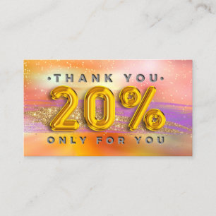 100 Logo QRCODE 20%OFF Code Gold Holographic Business Card