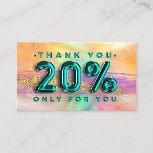 100  Logo QRCODE 20OFF Code Teal Holographic Business Card