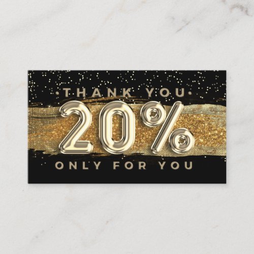 100  Logo QRCODE 20OFF Thank You Black Gold Business Card