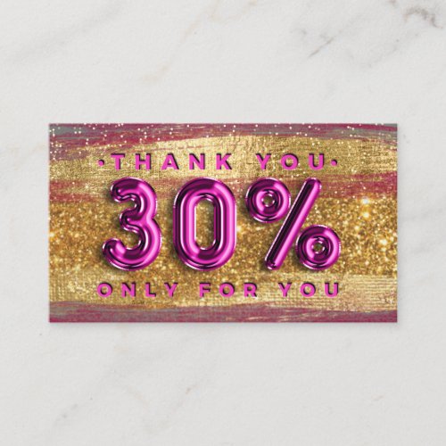 100 Logo QRCODE 30OFF Code Gold Glitter Pink Business Card