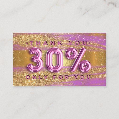 100 Logo QRCODE 30OFF Code Gold Glitter Pink Lux Business Card