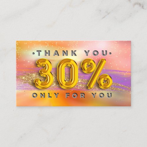 100  Logo QRCODE 30OFF Code Gold Holographic Business Card