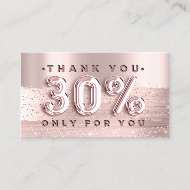 100 Logo QRCODE 30%OFF Code Rose Glitter Strokes Business Card (Front)