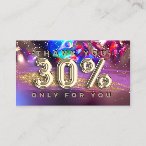 100  Logo QRCODE 30OFF Thank Gold Holograph Business Card