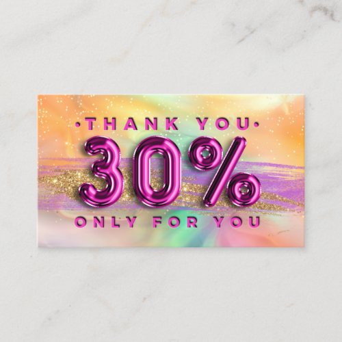 100  Logo QRCODE 30OFF Thank Pinky Holographic Business Card