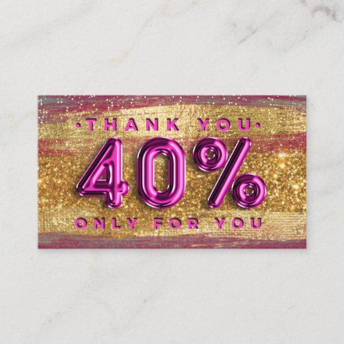 100 Logo QRCODE 40OFF Code Gold Glitter Pink Business Card