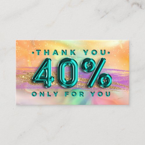 100  Logo QRCODE 40OFF Code Teal Holographic Business Card