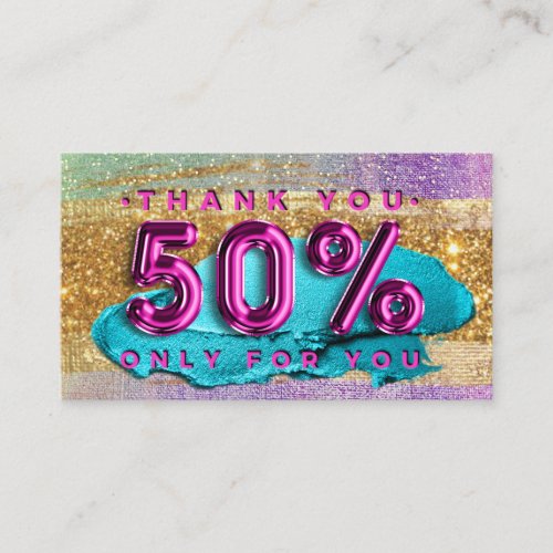 100  Logo QRCODE 50OFF Code Gold Glitter Pink Lux Business Card