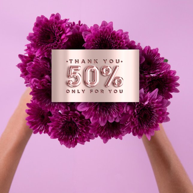 100 Logo QRCODE 50%OFF Code Rose Metal Pink Business Card (100 Logo QRCODE 50%OFF Code Rose Metal Pink Business Card)