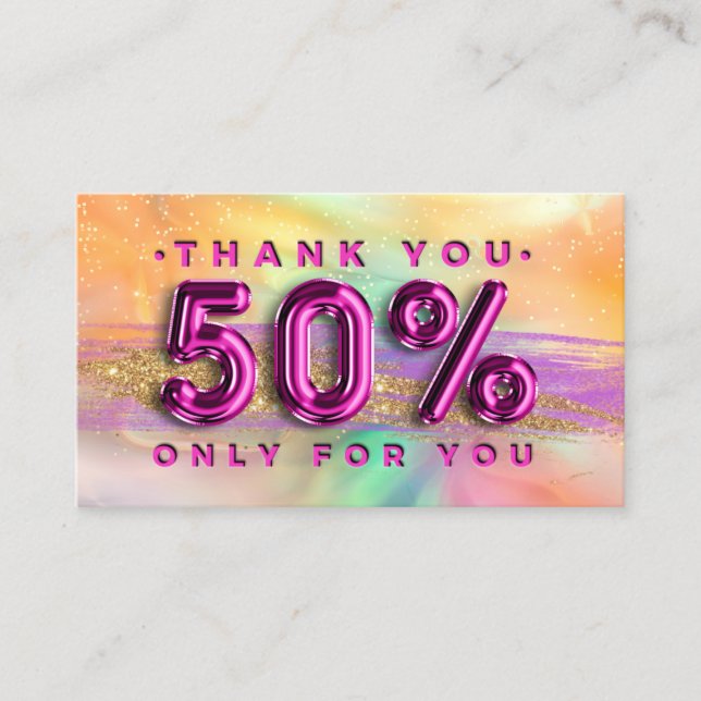 100  Logo QRCODE 50%OFF Thank Pinky Holographic Business Card (Front)