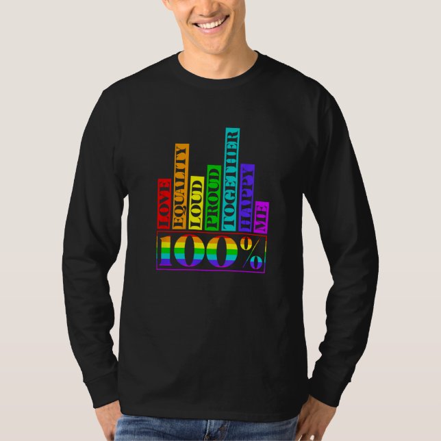 100 Love Equality Retro Rainbow LGBT LGBTQ Pride M T-Shirt (Front)