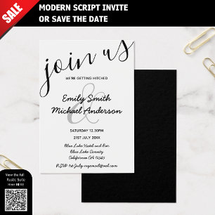 100 Low Budget Black White SMALL Wedding Invite