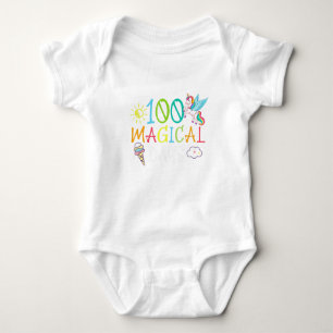 100 Magical Days 100th Day Of School Unicorn Teach Baby Bodysuit