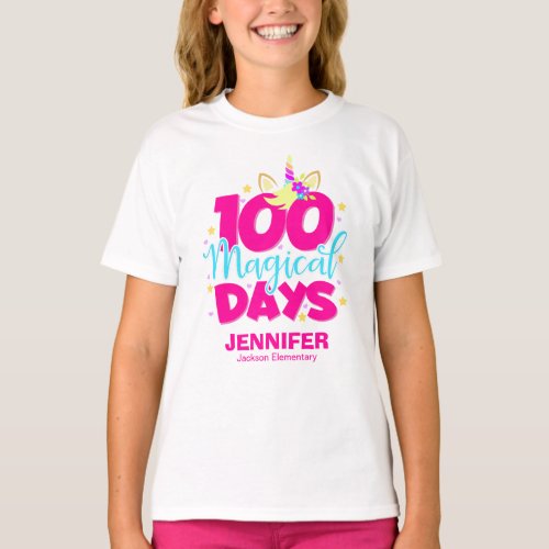 100 Magical Days Cute Unicorn 100 Days of School T_Shirt